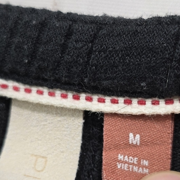 Anthropologie Shirt Womens Medium Black Button Cropped Long Sleeve Rib Pilcro - Picture 4 of 14